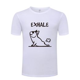 Franse Bulldog Yoga heren katoenen t-shirt Sport Outdoors casual stijl pure kleur wit T-shirt ontwerper ontwerp bedrukt