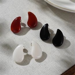 Franse beroemdheid bijpassende waterdruppel rood wit zwart agaat oorbellen voor dames lichte luxe minimalistische S925 zilveren naald