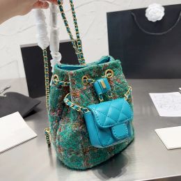 Franse klassieke Designer Backpack Tweed Metal Chain Bag modieuze dames diamantrooster schouders tas nieuwe trend twin tassen herfst en winterseizoen tas tas