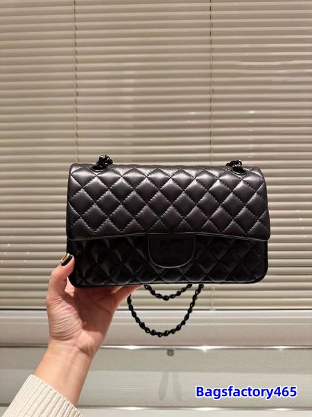 Sac à main classique français à double rabat pour femme Caviar Diamond matelassé en or avec chaîne et boutons de styliste, bandoulière de luxe pour dames, sacs à main multi-poches 25 cm