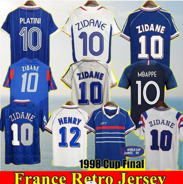 Clásico francés Vintage 1998 Jersey 1982 84 86 88 90 98 00 04 06 ZIDANE camisetas de fútbol MAILLOT DE FOOT MBAPPE REZEGUET DESAILLY HENRY HENRY PLATINI Retro Hombres Fútbol XXL