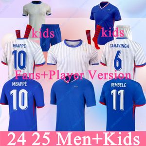 Ensembles complets du club français 2023 Benzema Soccer Jerseys 2024 Coupe d'Europe GIROUD GRIEZMANN SALIBA PAVARD KANTE Maillot de Foot Equipe Maillots Hommes Femmes / Enfants Kit