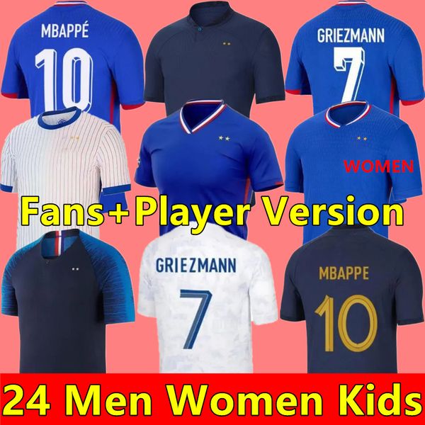 Club français Sets complets 2024 Benzema Soccer Jerseys 24 25 Giroud Mbappe Griezmann Saliba Pavard Kante Maillot de Foot Equipe Homme Men Women Kids Kit Kit Football Shirt