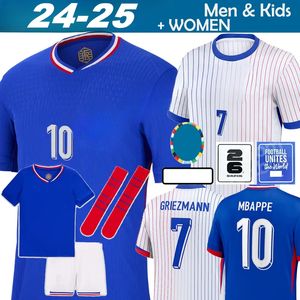 Club français Sets complets 24 25 Benzema Soccer Jerseys Giroud Mbappe Griezmann Saliba Pavard Kante Maillot de Foot Squipe Maillots Kid Kit Women Men Football Shirt
