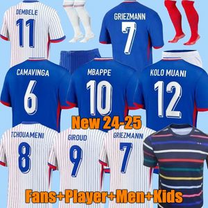 24 25 Franse club volledige sets Franse jersey voetbalshirts 2024 2025 Giroud Griezmann Mbappe Pavard Maillot de voet Equipe Maillots Kids Kit Dames Men Voetbalshirt