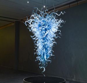 Lustre en cristal français abat-jour bleu LED décoration d'art européen lustre en verre soufflé de Murano de Style italien à vendre