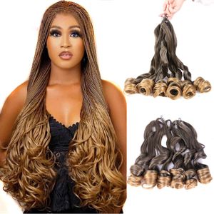 Extensions de cheveux synthétiques bouclées bouclées françaises, accessoires de tressage ondulés, ombré, Loose Wave, boucles en spirale