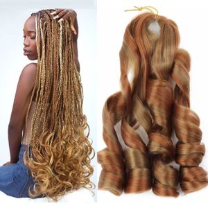 Cheveux de tressage bouclés français 22 pouces 75 g / paquet Cheveux de tressage gonflables pré-étirés Français Curl Crochet Tresses Lâche Cheveux de tressage ondulés Extensions de cheveux synthétiques