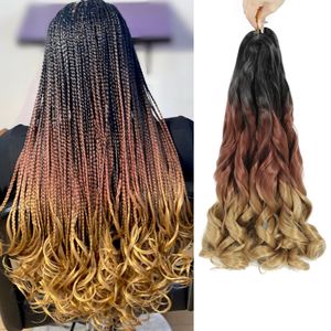 Français Bouclés Tressage Cheveux Ombre Pré Étiré Bouncy Français Curl Tressage Cheveux Lâche Vague Crochet Cheveux Pour Déesse Boîte Tresses 1B/30/27