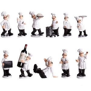 Ornements décoratifs français de figurine de chef - décoration de maison en résine 3D pour décorations de cuisine gastronomique collection pendaison de crémaillère 210727