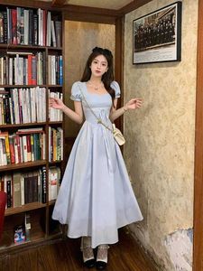 Français élégant Y2k robe Midi femme basique couleur Pure à manches courtes robe de soirée une pièce robe mode coréenne mince 2023 été