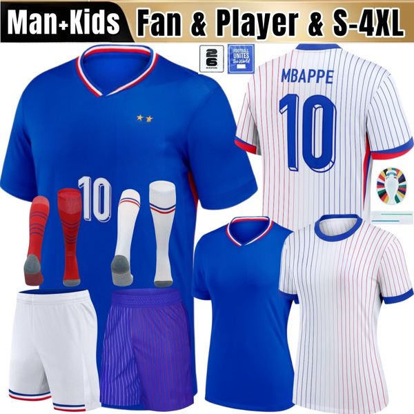 Coupe Euro française 24 25 Benzema Soccer Jerseys Giroud Mbappe Griezmann Saliba Pavard Kante Maillot de Foot Equice Maillots Kid Kit Women Men Football Shirt