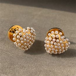 Français exquis millet amour perle boucles d'oreilles goujon femme or lumière luxe haut de gamme tempérament tout match bijoux accessoires