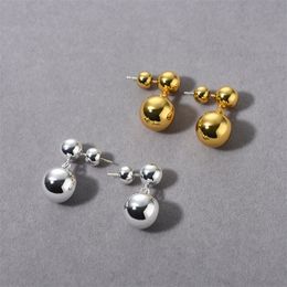 Franse mode metalen grote of kleine dubbele bal oorbellen maat ronde bal bubbels eenvoudige charme sieraden trend