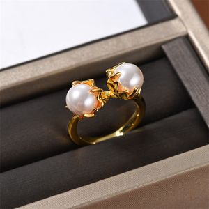 Front de mode française vintage anneau perlé incrusté pour femmes niche de luxe léger conception de luxe tendance haut de gamme bijoux