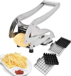 French Fry Cutter avec 2 lames en acier en acier inoxydable Slicer Cutter Chopper Potato Chipper pour le concombre Carrot Kitchen Vegetable 7752013