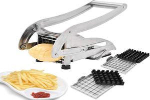 Frituursnijder met 2 messen RVS Aardappelsnijder Cutter Chopper Aardappelversnipperaar voor Komkommer Wortel Keuken Groente 9539982