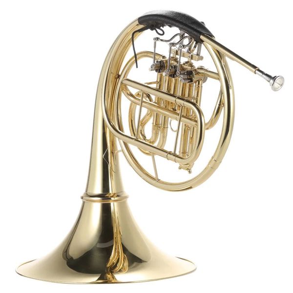 Trompa francesa B/Bb plana, 3 teclas, latón, laca dorada, instrumento de viento dividido de una sola fila