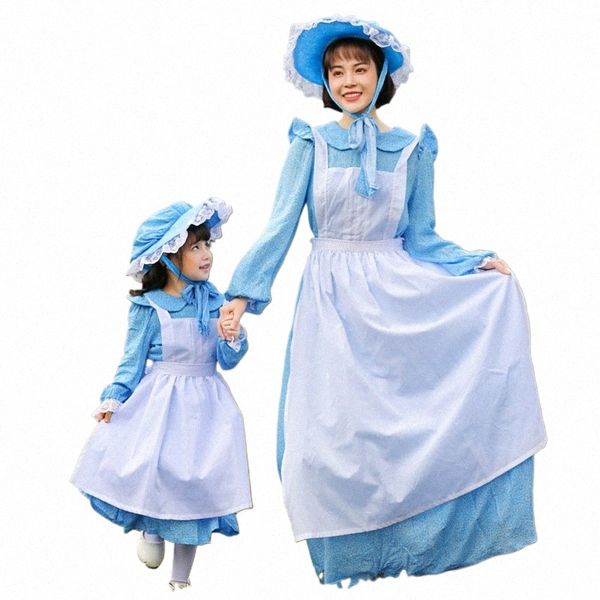 français idyllique bleu clair maid dr spectacle de printemps sortie parc tournage parent-enfant vêtements de performance sur scène o2Rz #