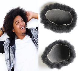 French Lace Afro Curly Mens Toupee 8x10 pouces Full Lace Curly Toupee For African American Men System de remplacement HOS HA6653643