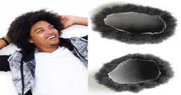 French Lace Afro Curly Mens Toupee 8x10 pouces Full Lace Curly Toupee For African American Men System de remplacement Human HA5074851
