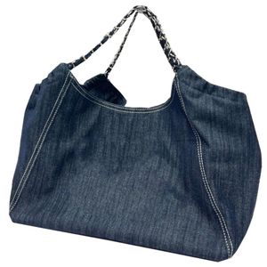 Français dames 56 cm Sac à provisions Bleu Denim Canvas Totes Classic matelted Metal Chain Outdoor Travel de grande capacité Designer Luxury One-S xxec