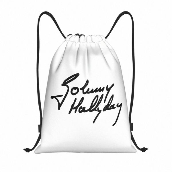 Légende française Rock Johnny Hallyday Sacs à cordon Femmes Hommes Portable Gym Sports Sackpack Formation Stockage Sacs à dos m3Sm #