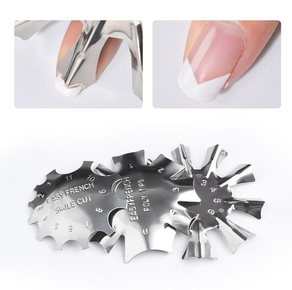 Coupe-bordure de ligne française, pochoir, pointes françaises, plaque de moule de conception, outil de manucure multi-tailles pour Nail Art, acier inoxydable 7771460