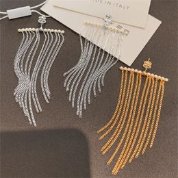 Boucles d'oreilles françaises à pampilles longues pour femmes, Design de Niche de luxe léger, perles haut de gamme, accessoires de bijoux de charme Vintage à la mode