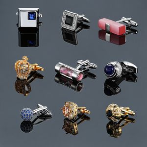 Franse herenhemd metalen koperen email Cufflinks Crown Crystal Diamond Cuff Links For Men Fashion Jewelry Will en Sandy