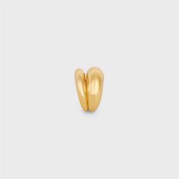 Franse minimalistische high-end metaal verkoperd 18k gouden dubbellaagse ring voor damesmode lichte luxe charme sieraden