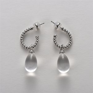 Boucles d'oreilles en cristal blanc naturel français, ouverture en forme de larme, pâte frite, torsadées, boucles d'oreilles pour femmes, Design de luxe haut de gamme, à la mode