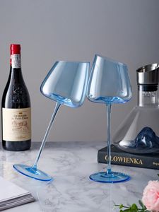 Verre de vin à lèvres oblique français haute valeur klein bleu cristal gobelet rouges couples spécial box emballage cadran 240430
