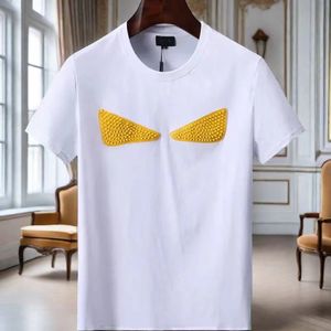 Français Paris Designer Mens T-shirt pur coton à manches courtes monstre yeux jaunes motif High Street dames couple lâche T-shirt décontracté haut T-shirt