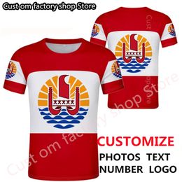 Franse Polynesië gratis aangepaste vlaggenschild T -shirt Tahitiaanse mannen embleem shirts DIY staten stadsnaam nummer T 220616