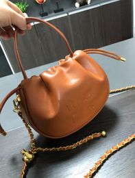 Sac Fu à caractère chinois plissé Portable français, petit sac à bandoulière en cuir souple avec chaîne, sacs féeriques assortis