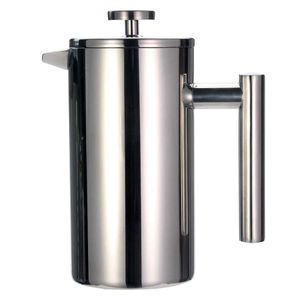 French Press Maker – Kaffeekanne aus Edelstahl, doppelwandig, vakuumisoliert, tragbarer Teebereiter aus Glas mit Filter