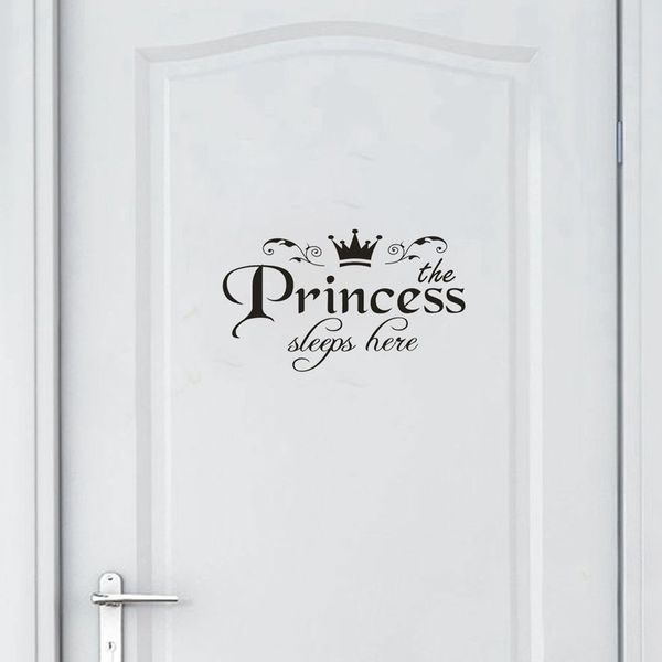 Princesa francesa corona puerta pegatinas baño impermeable PVC decoración del hogar pared calcomanías dormitorio vinilo arte Mural 220716
