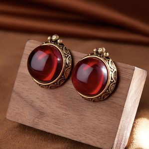 French rétro Court Style Ruby Grands boucles d'oreilles Femme Stadts Bijoux médiéval Nouveau design DJ-017A