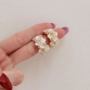 Franse romantische luxe 18K vergulde schelp bloem oorbellen sieraden temperament vrouwen hoge kwaliteit S925 zilveren naald Oorbellen accessoires