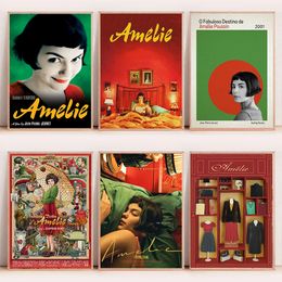 Film romantique français Amelie Canvas Peinture Affiche de film classique et imprimés Picture murale Art Home Chadow Living Room Decor