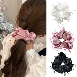 Satin ruban Satin Bow Srunchies pour cheveux Style Bow Ribbon Bow Elastic Hair Bands de caoutchoucs Femmes Girls Bandage de corde à cheveux