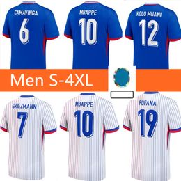 Franse voetbalshirt 2024 Mbappe Giroud Dembele Kolo Muani Kante Maillot de Foot fr Equipe Maillots voetbalshirt S-4XL