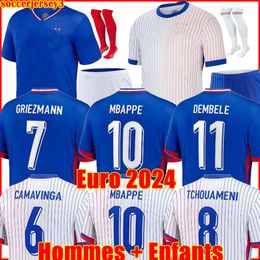 Franse voetbalshirt 24 25 MBAPPE GRIEZMANN EURO CUP 2024 speler Giroud Pavaro Hernandez Dembele Maillots De voetbalshirt Equipment de voet Men Kids Kit Enfants