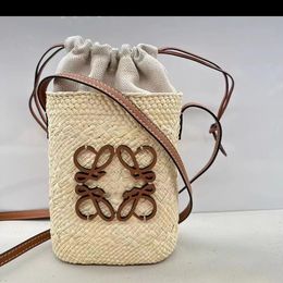 Franse strohand geweven damesemmer een schouder crossbody tas zomer