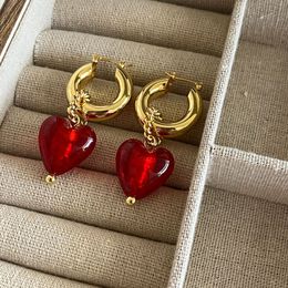 Franse stijl overdreven retro glas liefde ruby oorbellen retro overdrijving sieraden nieuw ontwerp DJ-03261920