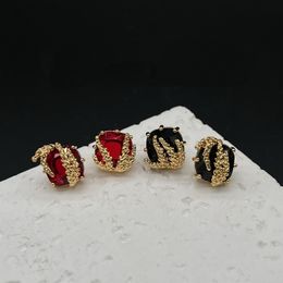 Franse stijl edelsteen zwarte agaat oorbellen vrouwelijke tarwe oorstudies retro luxe oorstoppen sieraden e6582