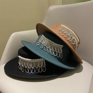 Sombreros Fedora de lana de estilo francés para mujer, elegante vestido de fiesta de celebridades para banquete, gorra fascinadora, sombreros de Jazz formales para decorar bodas