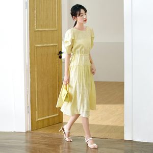 French Tea Break-rok 2023 Zomer Nieuwe jurk met hoge taille, korte mouwen, halflange lengte