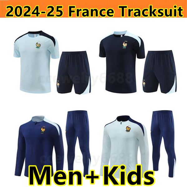 Kit de kit d'enfants de survêtement français set mbappe survitation football jogging hequipe de 24 25 soccer d'entraînement de foot